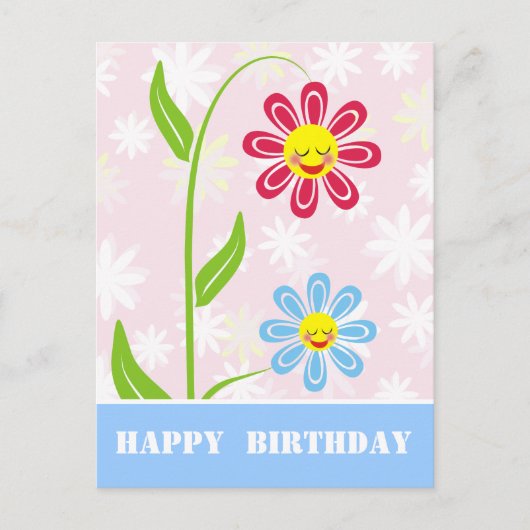 Happy Flowers Happy Birthday Briefkaarten (Voorkant)