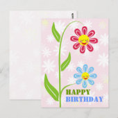 Happy Flowers Happy Birthday Briefkaarten (Voorkant / Achterkant)