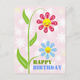 Happy Flowers Happy Birthday Briefkaarten