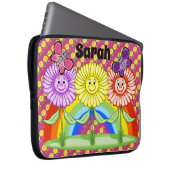 Happy Flowers Laptop Hoesje Sleeve (Voorkant Rechts)