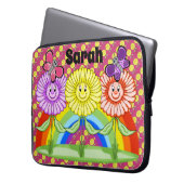 Happy Flowers Laptop Hoesje Sleeve (Voorkant Links)