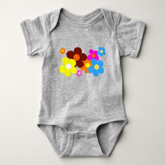 Happy Flowers Licht Charcoal Grijs Romper (Voorkant)