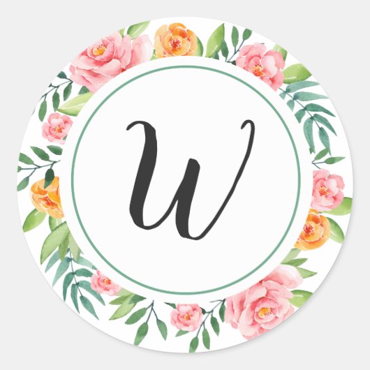 Happy Flowers Monogram Stickers (Voorkant)