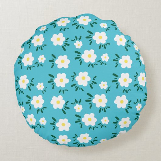 Happy Flowers Rond Kussen (Achterkant)