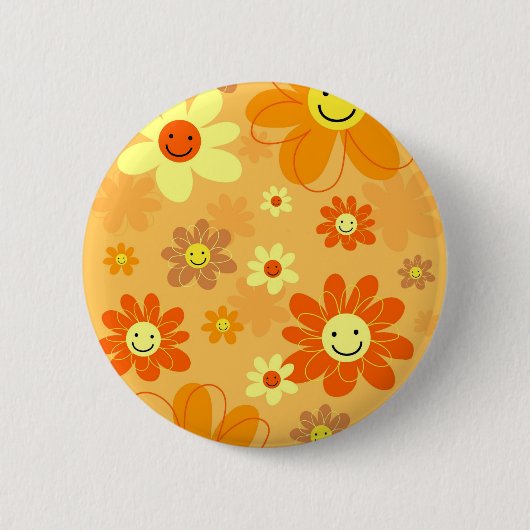 Happy Flowers Ronde Button 5,7 Cm (Voorkant)