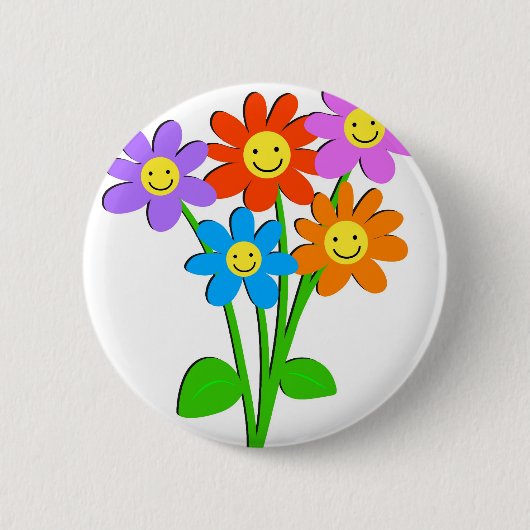 Happy Flowers Ronde Button 5,7 Cm (Voorkant)