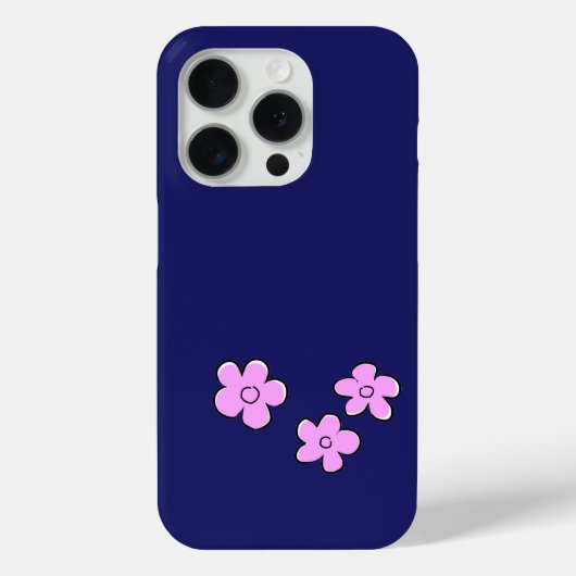 Happy Flowers - Roze op Donkerblauw Case-Mate iPhone Case (Achterkant)