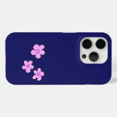 Happy Flowers - Roze op Donkerblauw Case-Mate iPhone Case (Achterkant (horizontaal))