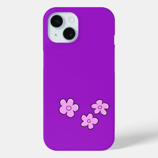 Happy Flowers - Roze op Paarse Case-Mate iPhone Case (Achterkant)
