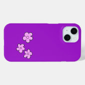 Happy Flowers - Roze op Paarse Case-Mate iPhone Case (Achterkant (horizontaal))