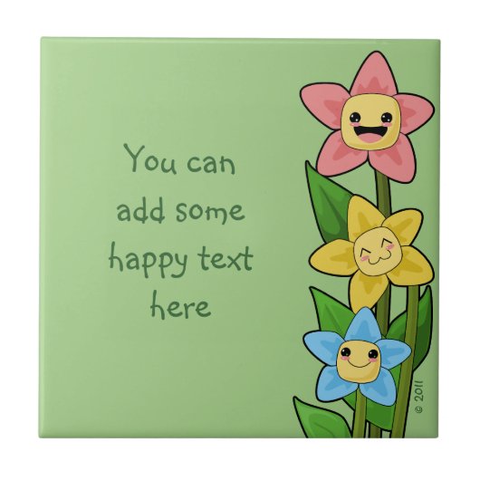 Happy Flowers Tegeltje (Voorkant)