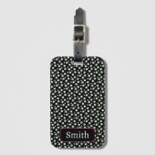 Happy Flowers Zwart Bagagelabel (Voorkant (verticaal))