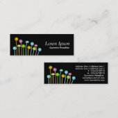 Happy Flowers (zwart) Mini Visitekaartje (Voorkant / Achterkant)