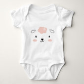 Happy Fluffy Pink Baby Sheep Face Romper (Voorkant)