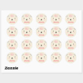 Happy Fluffy Pink Baby Sheep Face Ronde Sticker (Vel)