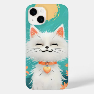 Happy Fluffy White Cat Phone Case - Sunny Smile & 