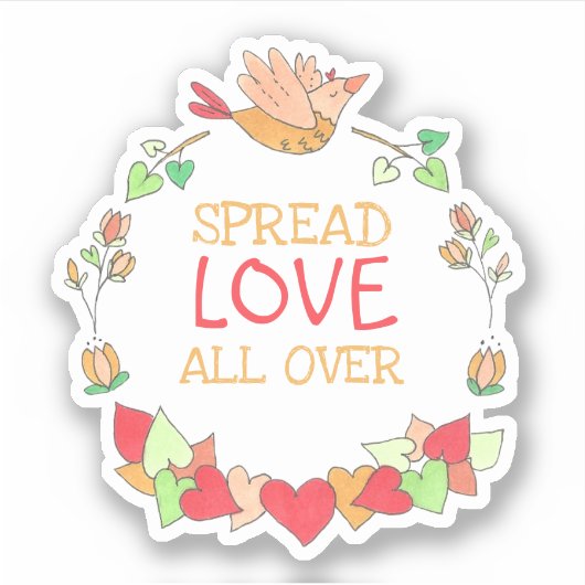 Happy Flying Bird Spread Love Over Cute Sticker (Voorkant)