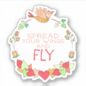 Happy Flying Bird Spreid je vleugels en Fly Sticke Sticker (Voorkant)