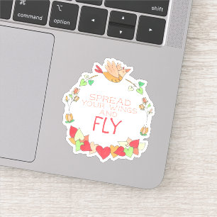 Happy Flying Bird Spreid je vleugels en Fly Sticke Sticker