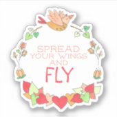 Happy Flying Bird Spreid je vleugels en vlieg Sticker (Voorkant)