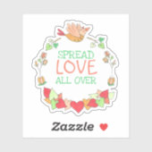 Happy Flying Bird Verspreid liefde over Schattige  Sticker (Vel)