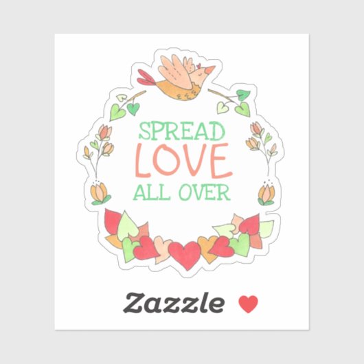 Happy Flying Bird Verspreid liefde over Schattige  Sticker (Vel)