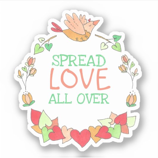 Happy Flying Bird Verspreid liefde over Schattige  Sticker (Voorkant)