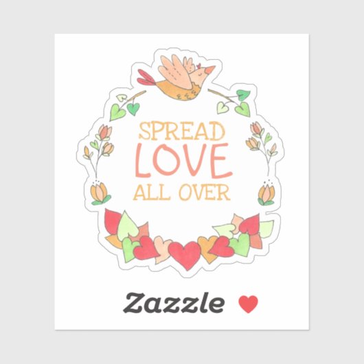 Happy Flying Bird Verspreid liefde over Schattige  Sticker (Vel)