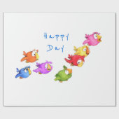 Happy Flying Birds inpakpapier - aangepaste tekst (Vlak)