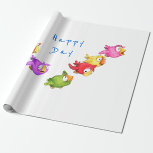 Happy Flying Birds inpakpapier - aangepaste tekst