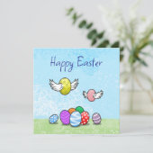 Happy Flying Easter Eggs Feestdagenkaart (Staand voorkant)