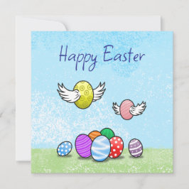 Happy Flying Easter Eggs Feestdagenkaart