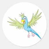 Happy Flying Parrot Ronde Sticker (Voorkant)