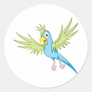 Happy Flying Parrot Ronde Sticker