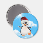 Happy Flying Penguin met een Santa-pet Magneet (Voorkant / Achterkant)