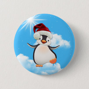 Happy Flying Penguins & Santa-pet Ronde Button 5,7 Cm