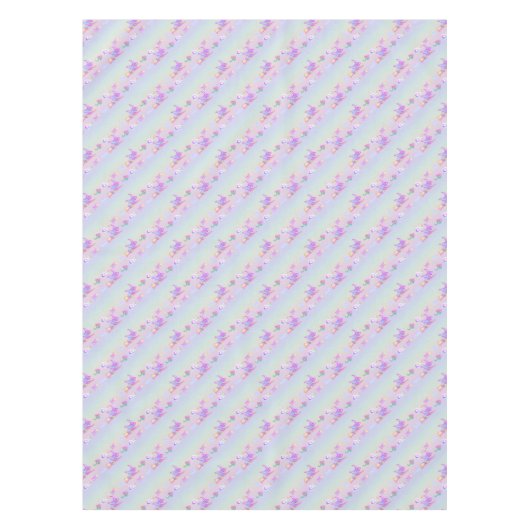 Happy Flying Witch Bright Pastel Rainbow Pattern Tafelkleed (Voorkant)