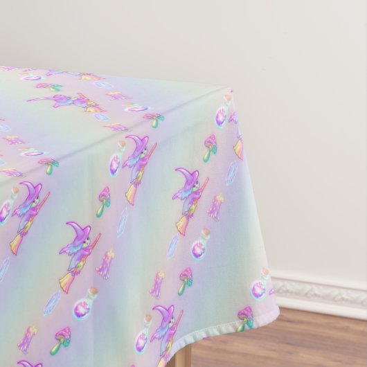 Happy Flying Witch Bright Pastel Rainbow Pattern Tafelkleed (Voorbeeld)