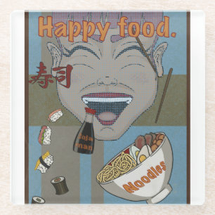 Happy Food Glazen Onderzetter