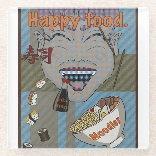Happy Food Glazen Onderzetter (Voorkant)