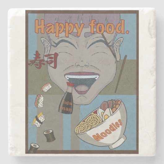 Happy Food Stenen Onderzetter (Voorkant)