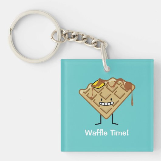 Happy Foods Design - Cute Schattig Food Happy Waff Sleutelhanger (voorkant)