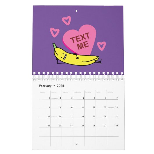 Happy Foods Design Cute Schattige grappige vruchte Kalender (Feb 2026)
