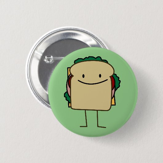 Happy Foods glimlachend Sandwich Ronde Button 5,7 Cm (Voorkant /achterkant)