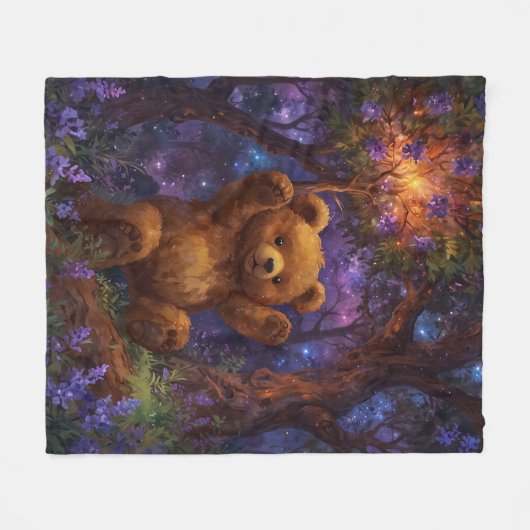 Happy Forest Teddy Bear Art Fleece Deken (Voorkant (Horizontaal))
