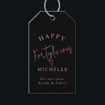 Happy Fortylicious 40th Birthday Party Pink Girly Cadeaulabel<br><div class="desc">Maak van je 40ste verjaardagsfeestje een onvergetelijke viering met deze Happy Fortylicious 40ste verjaardagsfeestje Black and Pink Girly cadeau labels! Met zijn stijlvolle scriptkalligrafie en aanpasbare boodschap en naam zijn deze labels de perfecte manier om uw persoonlijke stijl te shows en uw mijlpaal in stijl te vieren. De labels hebben...</div>