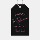 Happy Fortylicious 40th Birthday Party Pink Girly Cadeaulabel (Voorkant)