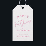 Happy Fortylicious 40th Birthday Party Pink Girly Cadeaulabel<br><div class="desc">Maak van je 40ste verjaardagsfeestje een onvergetelijke viering met deze Happy Fortylicious 40ste verjaardagsfeestje Black and Pink Girly cadeau labels! Met zijn stijlvolle scriptkalligrafie en aanpasbare boodschap en naam zijn deze labels de perfecte manier om uw persoonlijke stijl te shows en uw mijlpaal in stijl te vieren. De labels hebben...</div>