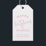 Happy Fortylicious 40th Birthday Party Pink Girly Cadeaulabel<br><div class="desc">Maak van je 40ste verjaardagsfeestje een onvergetelijke viering met deze Happy Fortylicious 40ste verjaardagsfeestje Black and Pink Girly cadeau labels! Met zijn stijlvolle scriptkalligrafie en aanpasbare boodschap en naam zijn deze labels de perfecte manier om uw persoonlijke stijl te shows en uw mijlpaal in stijl te vieren. De labels hebben...</div>