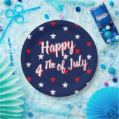 Happy four van het manuscript van Juli rode witte  Papieren Bordje (Feest)